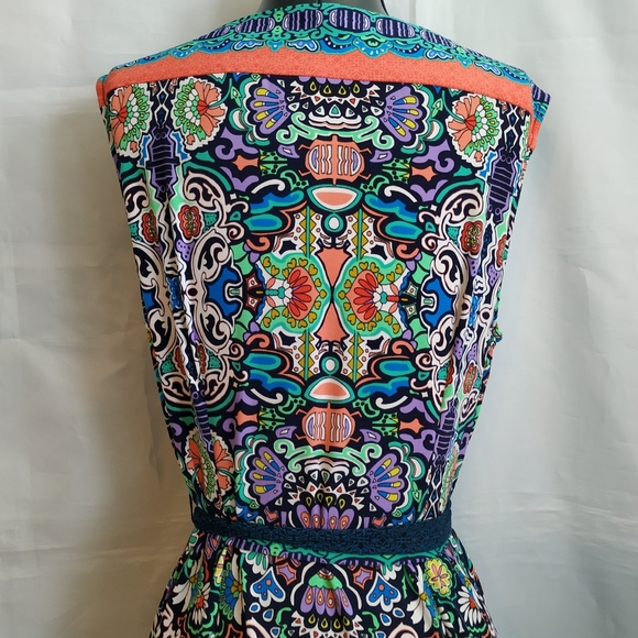 Premise Dress P L Tie Belt Faux Wrap knee party - Picture 7 of 12